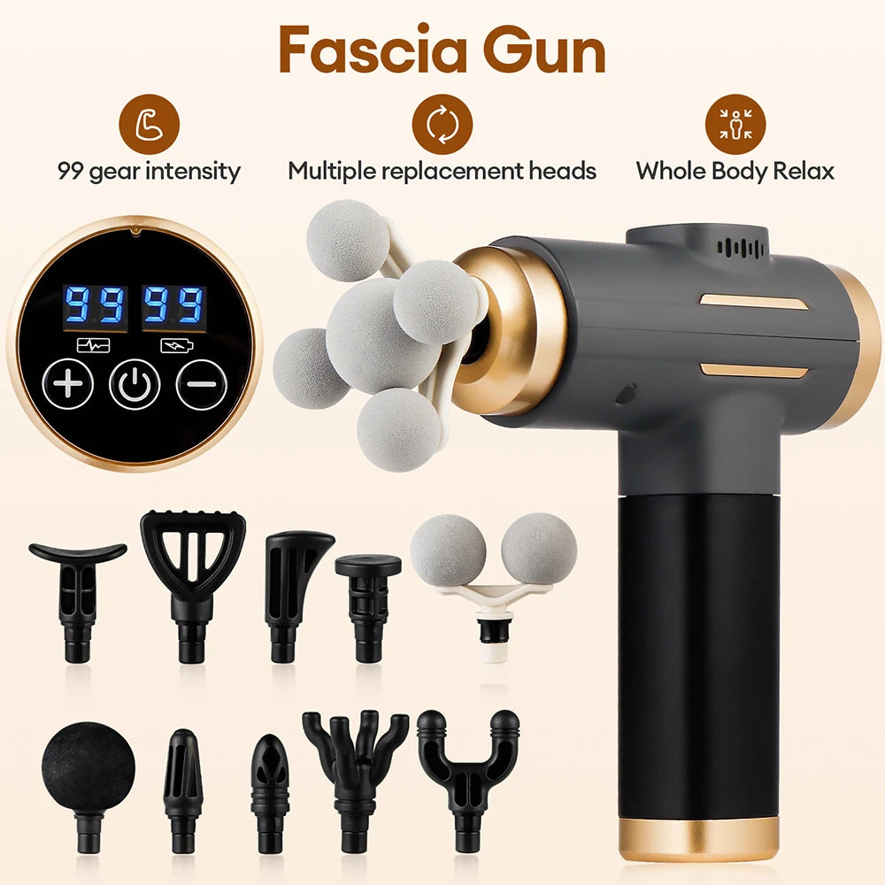 11-in-1 Deep Tissue Massage Gun with 99 Speeds & LED Touch Screen - 1