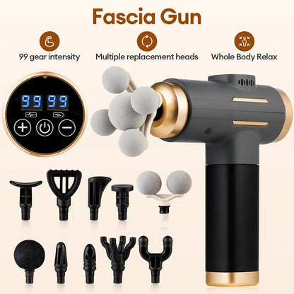 11-in-1 Deep Tissue Massage Gun with 99 Speeds & LED Touch Screen