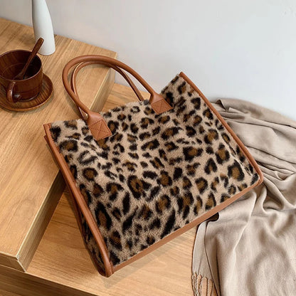 Luxury Fluffy Animal Print Tote