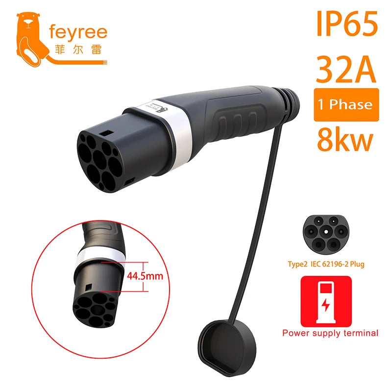 Type 2 Male EV Charging Plug - 16A/32A Universal Electric Car Charger - 3