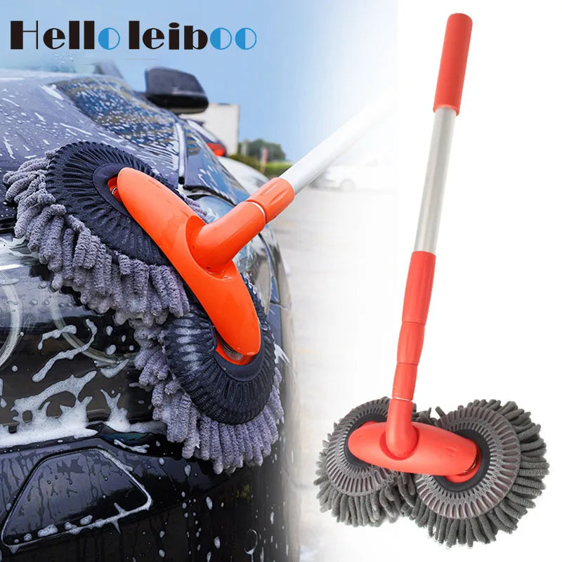 360° Rotating Double Head Car Wash Mop with Telescopic Handle - 1