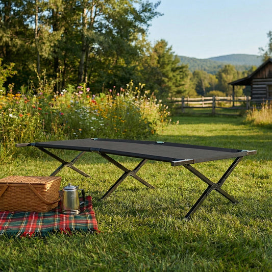 Extra-Wide Portable Folding Camping Cot - Heavy-Duty Outdoor Sleeping Bed