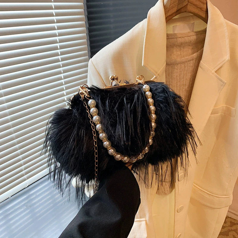 Luxury Plush Pearl Handbag