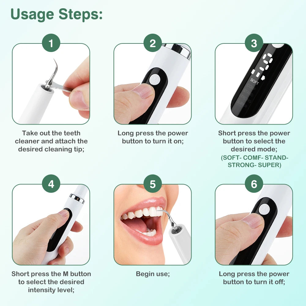 Ultrasonic Electric Teeth Tartar Remover and Plaque Cleaner with LED Display