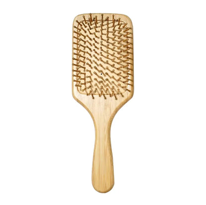 Natural Bamboo Paddle Hair Brush - Anti-Static Scalp Massage & Detangling