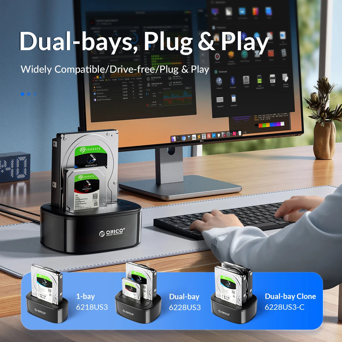 ORICO Dual Bay HDD Docking Station - USB 3.0 SATA for 2.5/3.5" SSD/HDD - 11