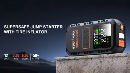 4-in-1 Portable Car Jump Starter with Tire Inflator & 150PSI Air Compressor