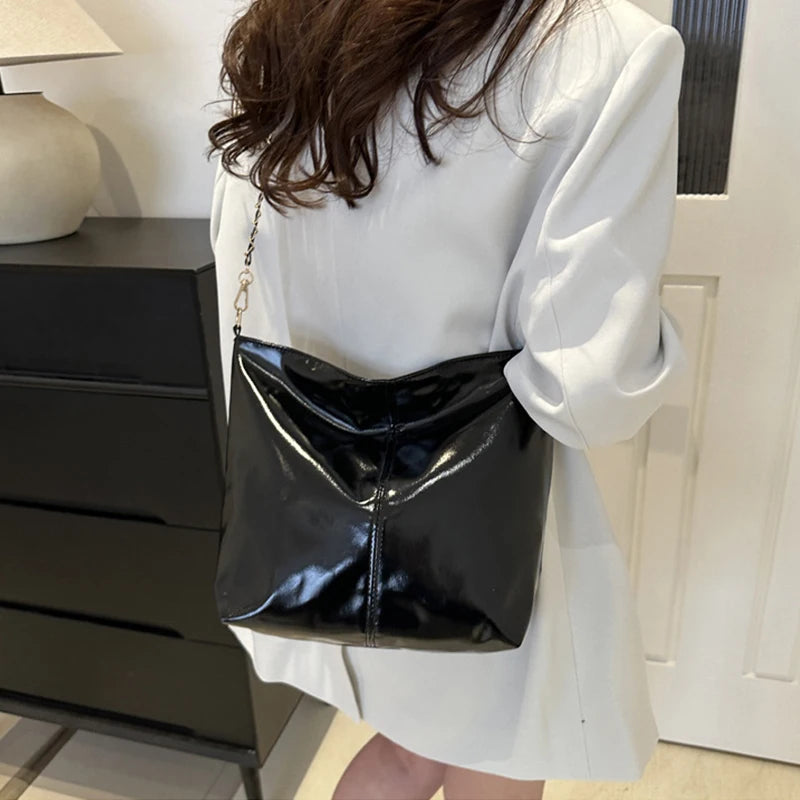 Luxury Glossy Shoulder Tote