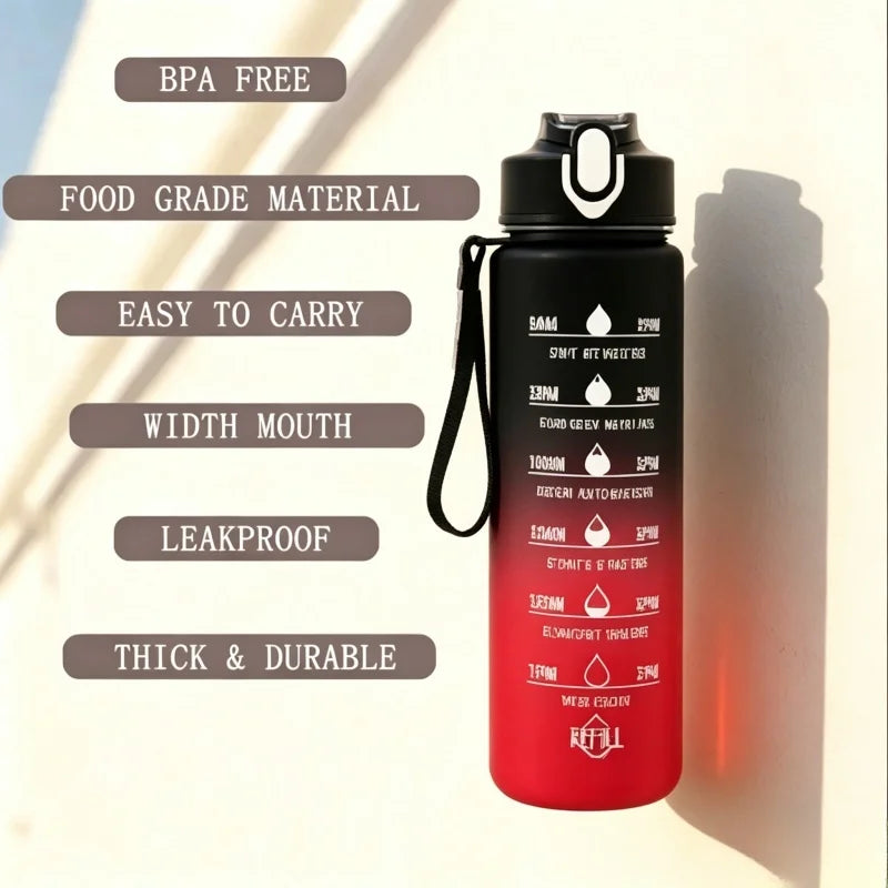 Motivational 750ml Sports Water Bottle with Time Marker & Leak-Proof Straw - 5