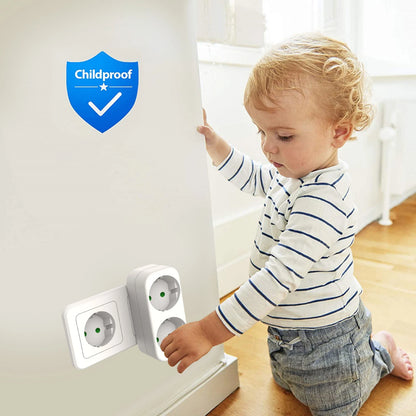 European 2-Way Wall Socket Adapter 16A 3680W Compact Travel Power Plug