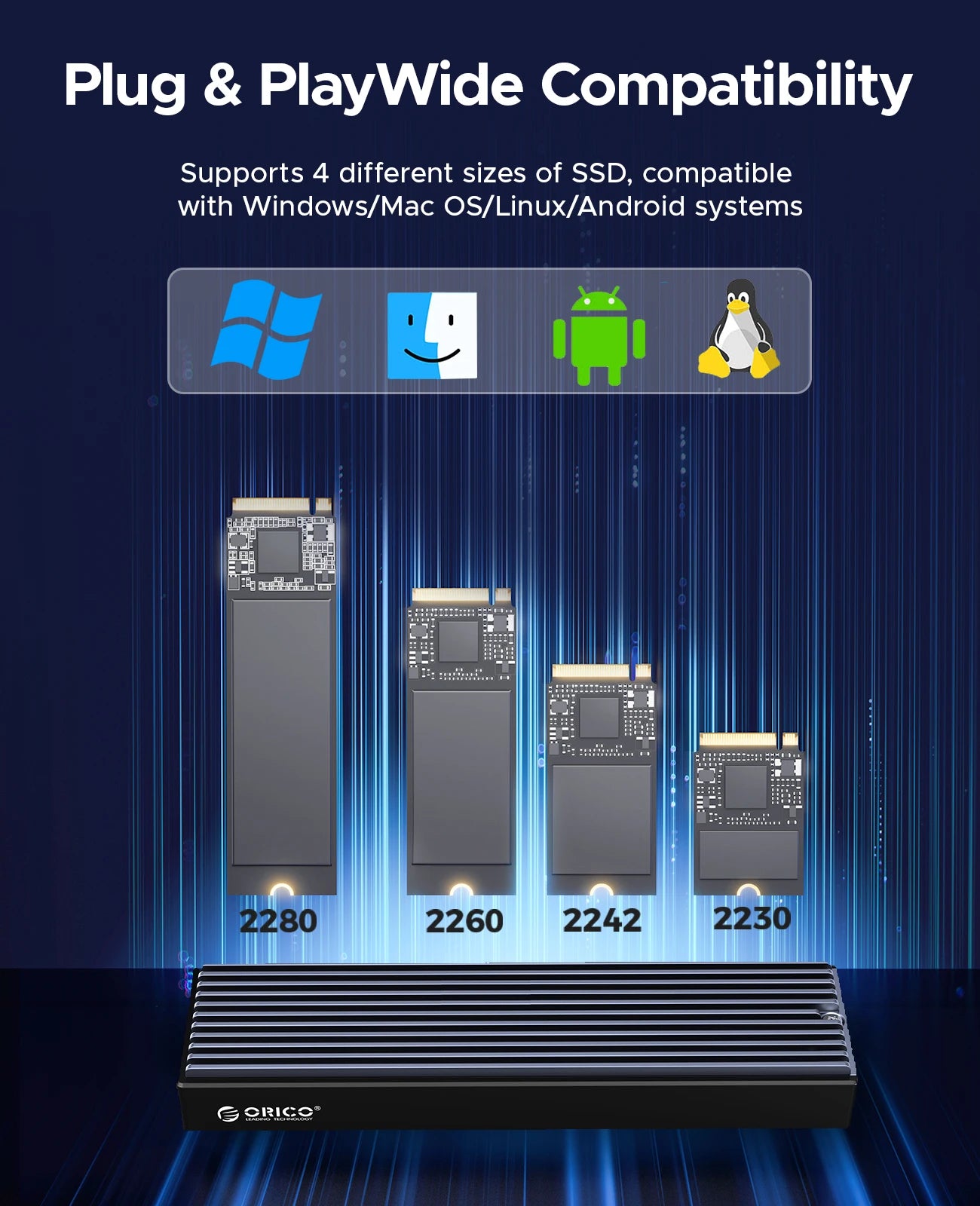 ORICO M.2 NVMe SATA SSD Enclosure - 10Gbps Portable External Drive Case
