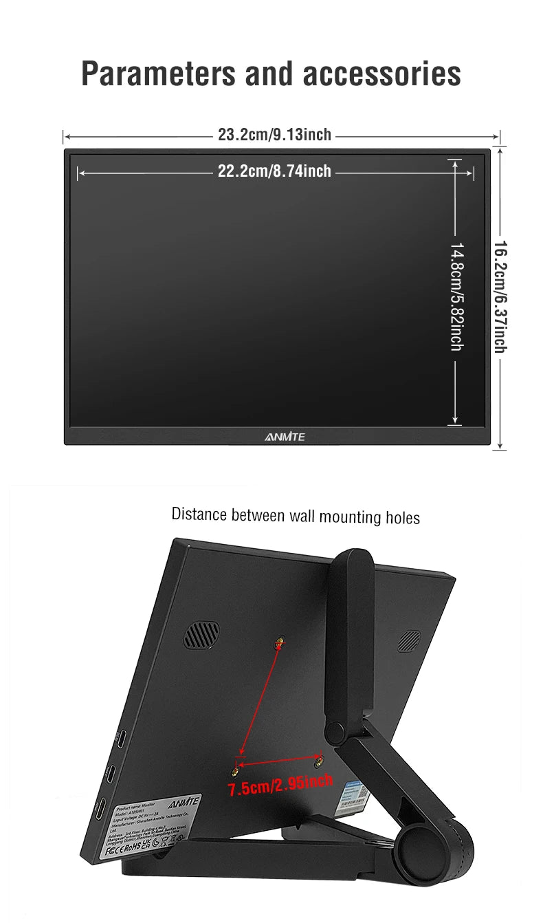 10.5" Portable Monitor 1920x1280 IPS HDR Gaming Display for Laptop & Console