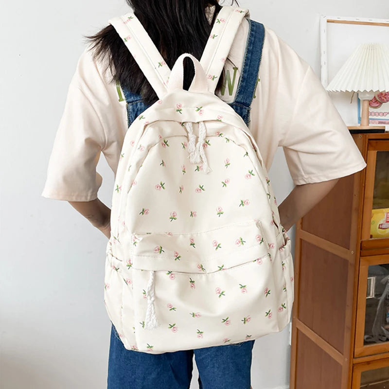 Luxury Floral Nylon School Backpack