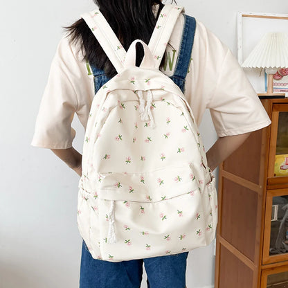 Luxury Floral Nylon School Backpack