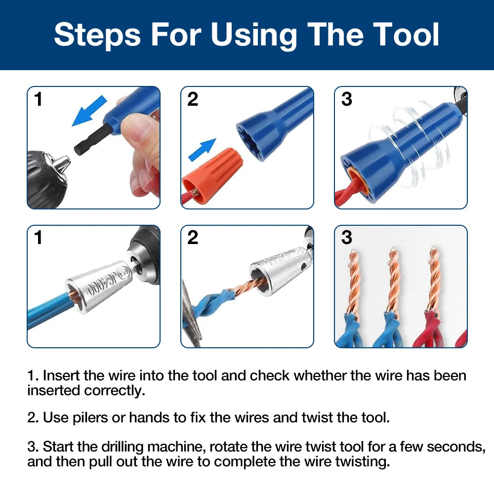 Wire Nut Twister Drill Attachment - Professional Wire Stripping and Twisting Tool Set