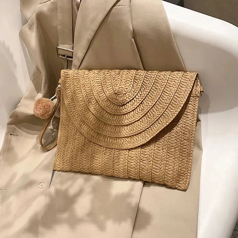 Luxury Woven Summer Straw Clutch