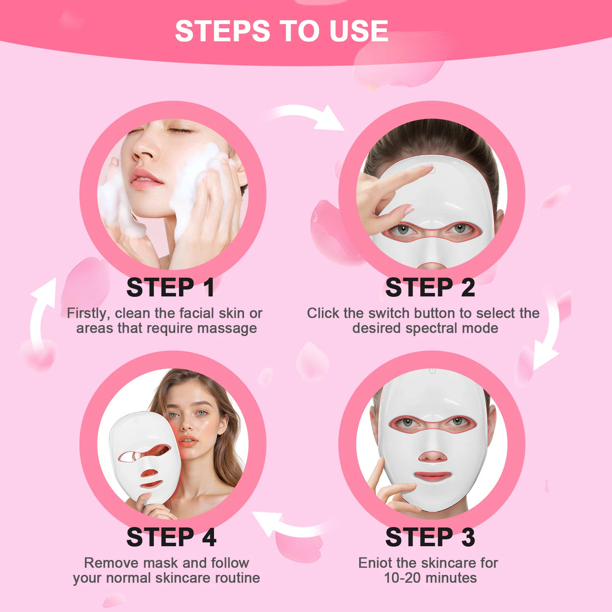 7-Color LED Photon Therapy Facial Mask - Cordless Skin Rejuvenation Device