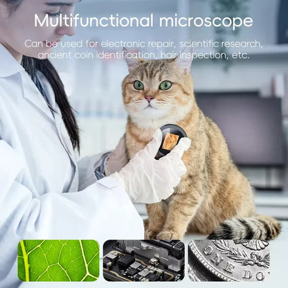 1080P Foldable Handheld Digital Microscope - 500X Zoom Magnifier with 2" IPS Screen