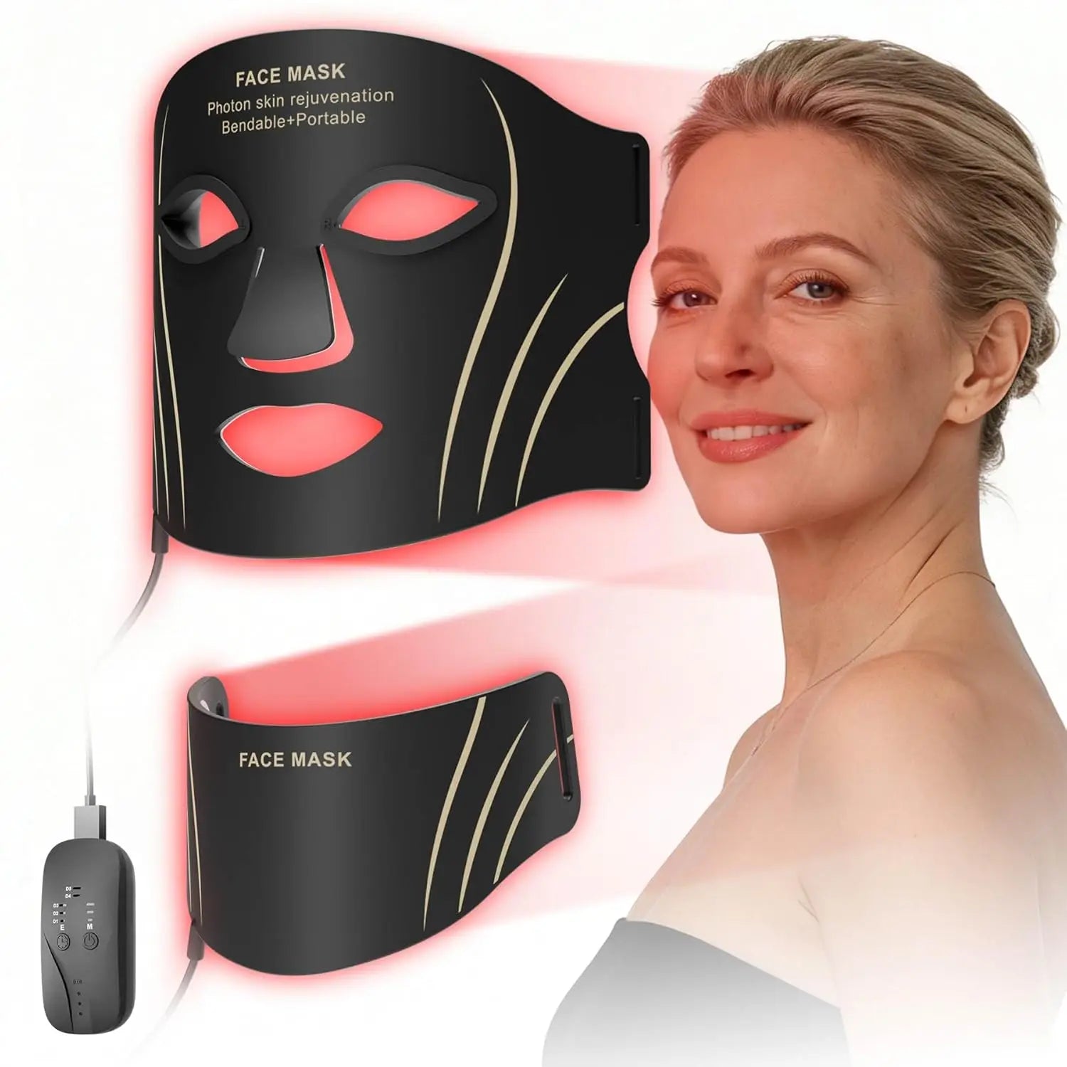 7-Color LED Face & Neck Mask – Wireless Silicone Phototherapy Rejuvenation Device - 1