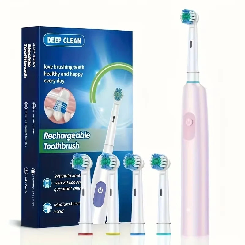 Rechargeable Rotating Electric Toothbrush with 5 Cleaning Modes and 2-Minute Timer