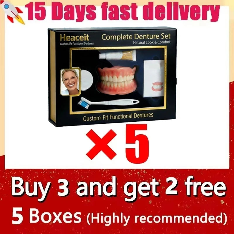 Natural Silicone Denture Set - Comfortable Fit and Realistic Look for Daily Use