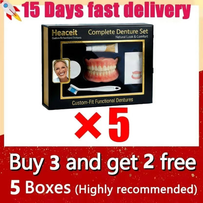Natural-Looking Silicone Fake Teeth Set - Comfortable Upper & Lower Smile Veneers
