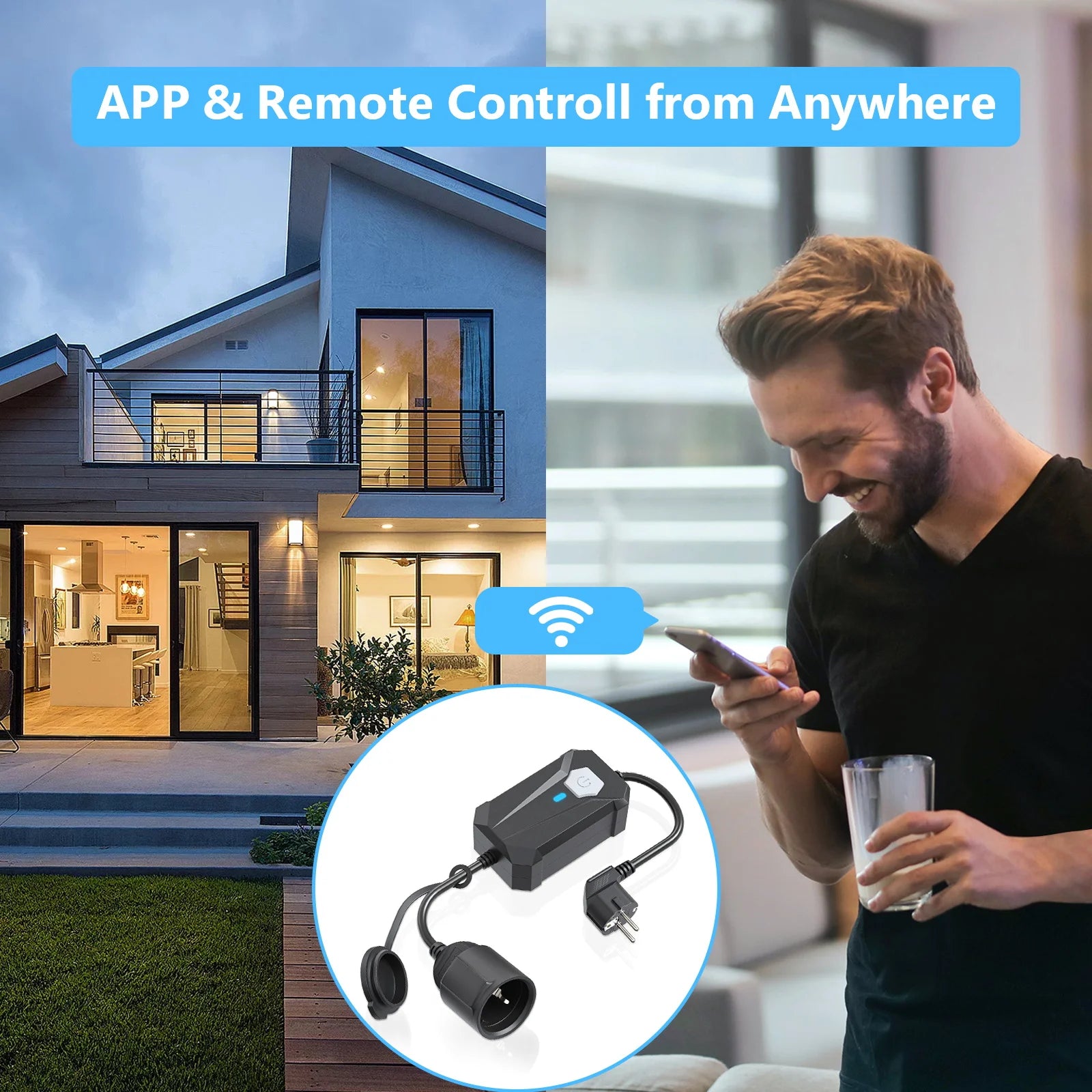 Smart WiFi Outdoor Dimmer Plug with Remote for String Lights - 9