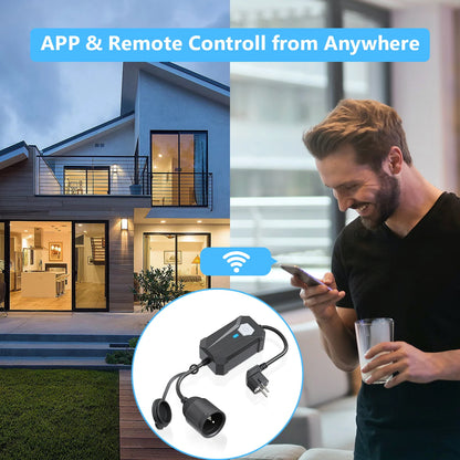 Smart WiFi Outdoor Dimmer Plug with Remote for String Lights
