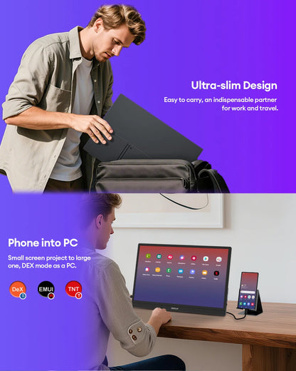 15.6" Full HD 1080P Portable Monitor - Slim IPS Display for Laptop & Gaming