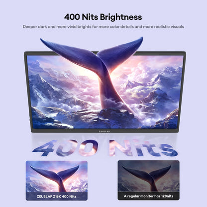 16" 4K Portable Monitor - 3840x2400 UHD IPS Display for Laptop & Gaming