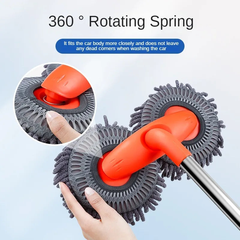 Double Head Telescopic Car Wash Mop - Microfiber Chenille Brush - 2
