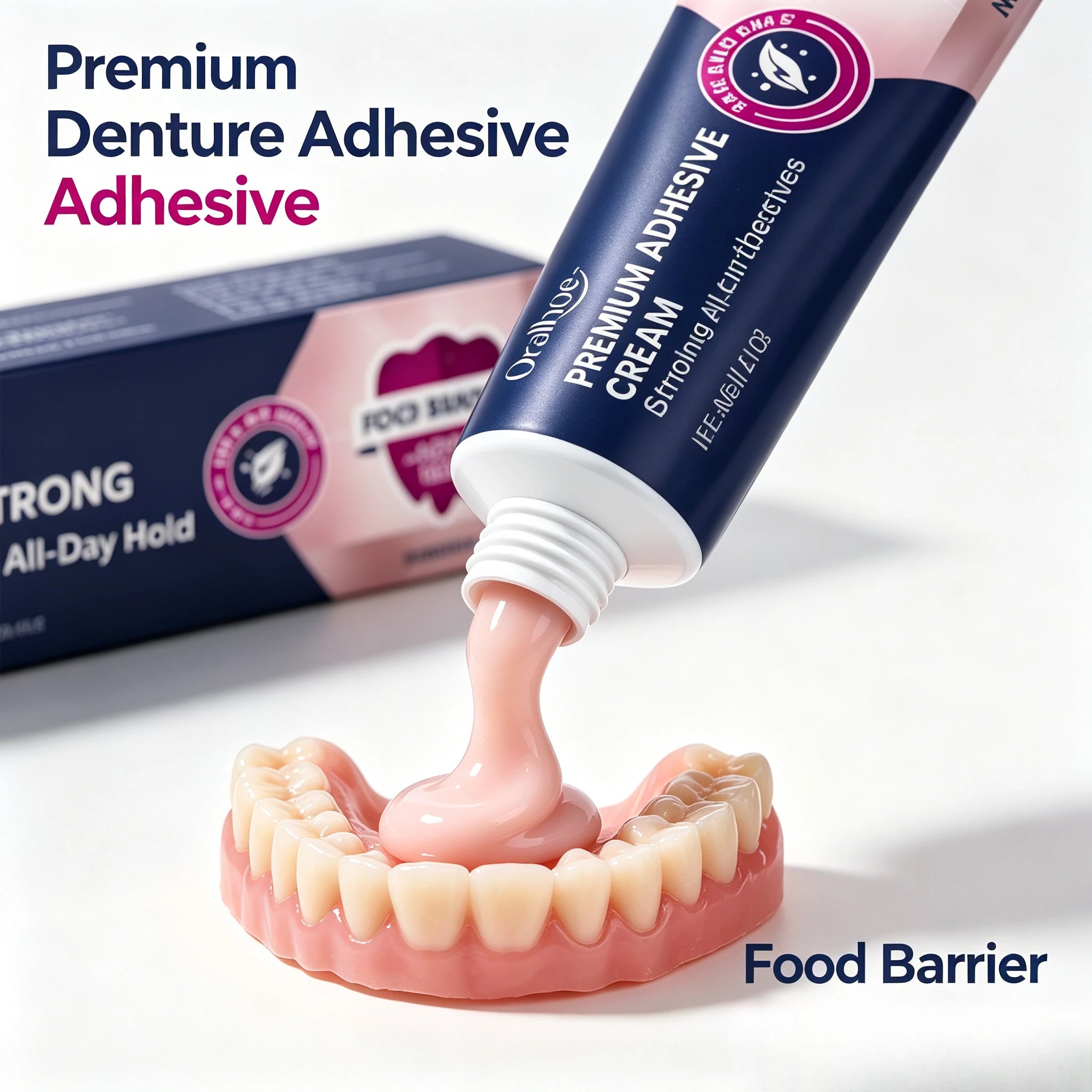 Premium Denture Adhesive Cream - Long Lasting Strong Hold & Food Barrier - 1