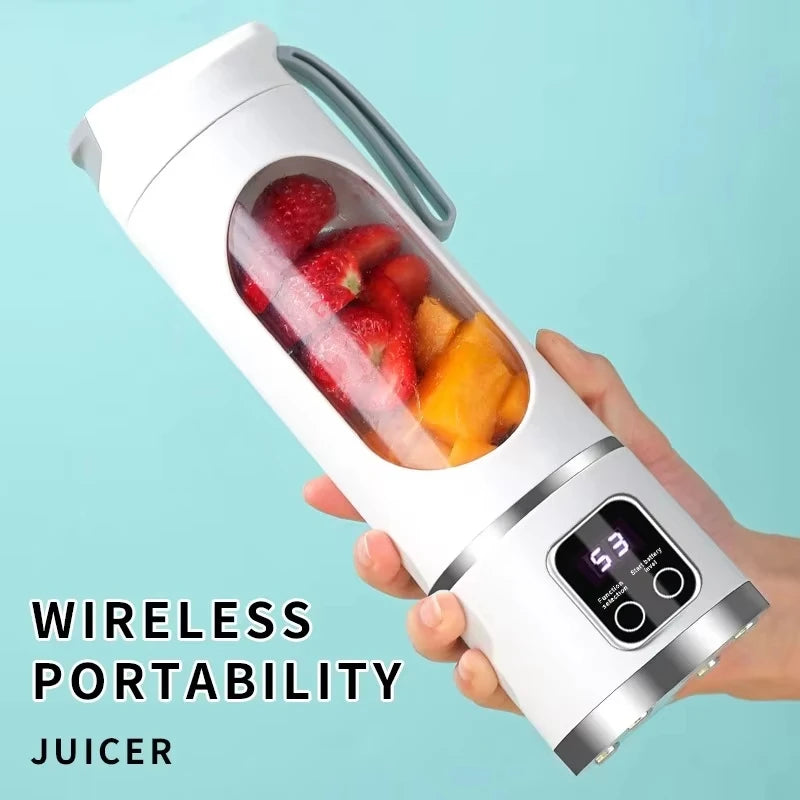 Portable 12-Blade Fruit Juicer Blender - 450ml USB Rechargeable Ice Crusher