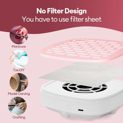 Portable Mini Nail Dust Collector USB Vacuum 3200RPM