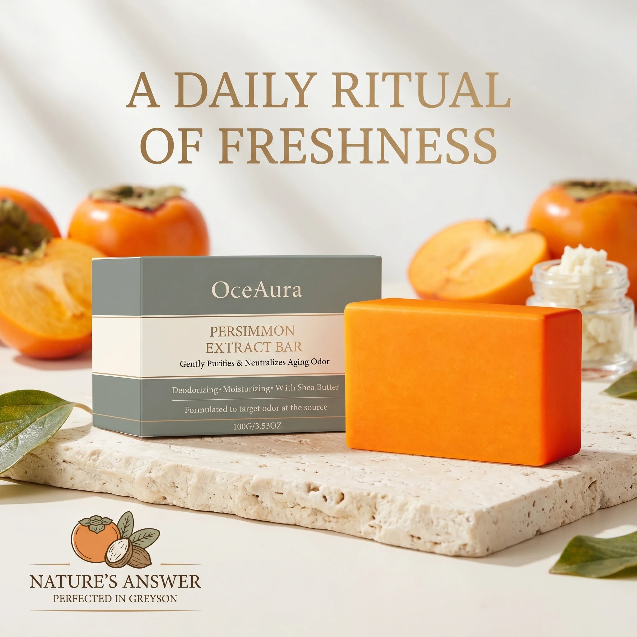 Persimmon Deodorizing Body Soap for Natural Aging Odor Neutralization & Skin Care - 4