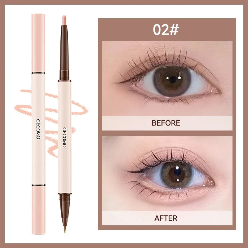 Double-Headed Waterproof Eyeliner & Silkworm Highlighter Pen - 18