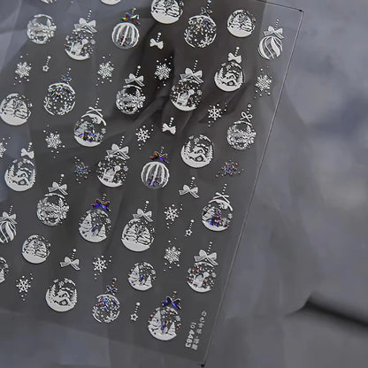 3D Christmas Nail Art Stickers - Festive Snowman & Snowflake Manicure Decals