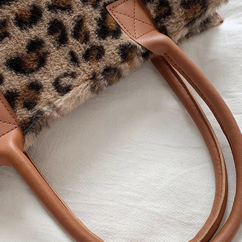 Luxury Fluffy Animal Print Tote