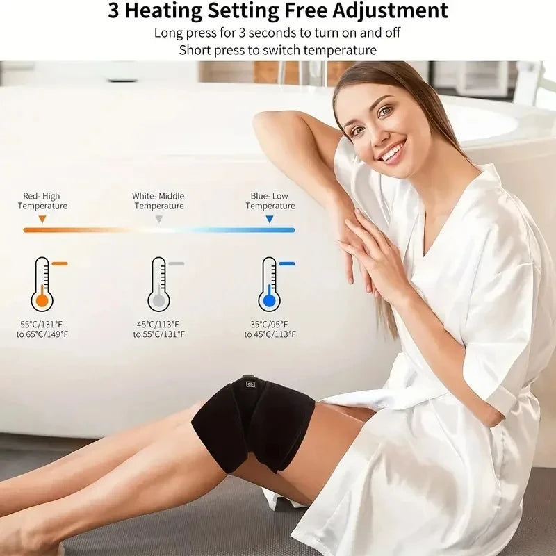 Electric Heated Knee Wrap - USB Joint Warmer & Pain Relief Pad - 3