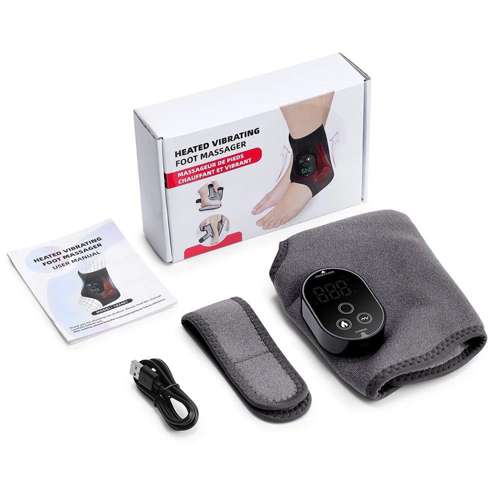 Electric Ankle & Calf Vibration Massager with Heat Therapy for Pain Relief