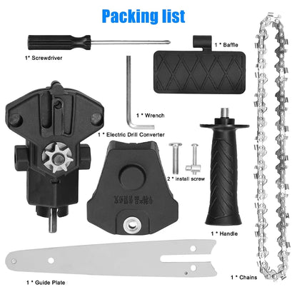 6-Inch Electric Drill to Chainsaw Adapter - Portable Mini Saw Attachment for Woodworking