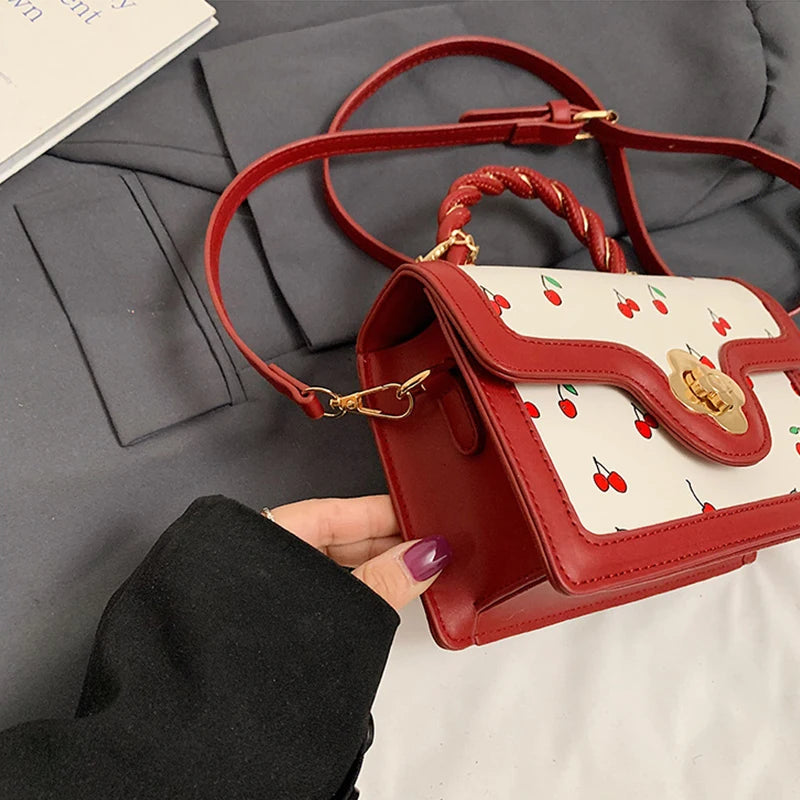Luxury Cherry Print Crossbody Bag