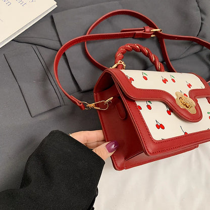 Luxury Cherry Print Crossbody Bag