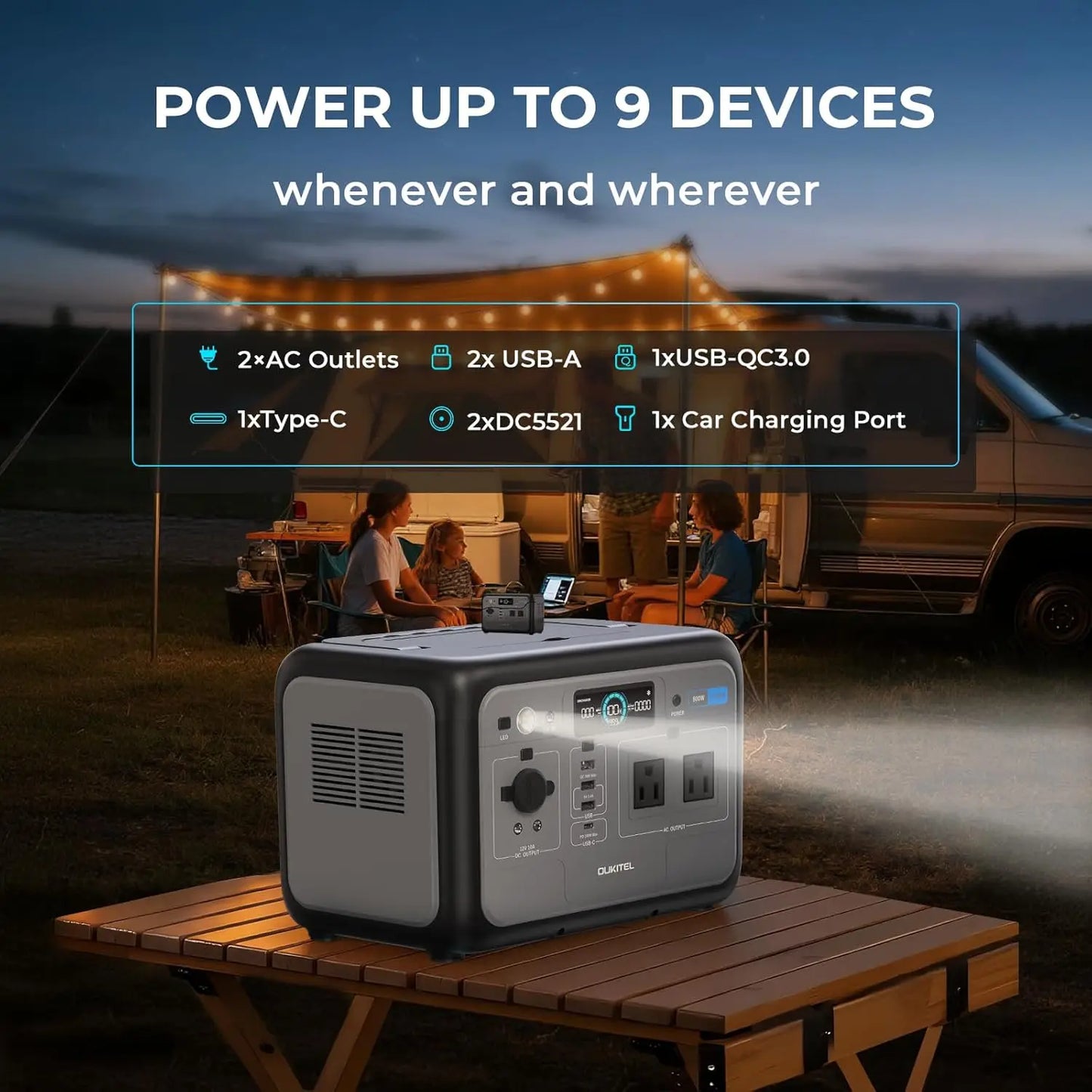 OUKITEL P800E 800W Portable Power Station 512Wh LiFePO4 Solar Generator