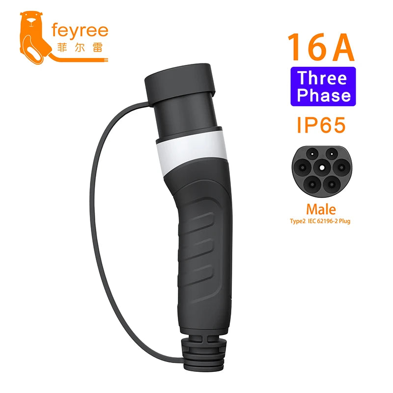 Type 2 Male EV Charging Plug - 16A/32A Universal Electric Car Charger