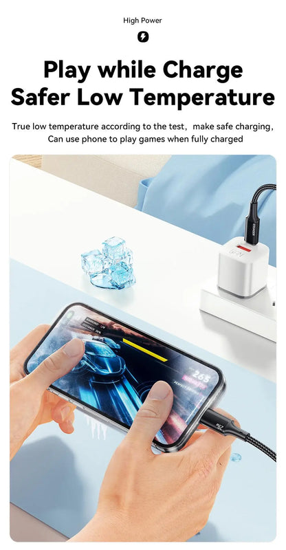 29W PD Fast Charging USB-C to Lightning Cable for iPhone & iPad