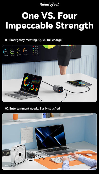 100W GaN Desktop Fast Charger - 4-Port USB-C & USB-A Multi-Device Charging Station