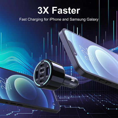 240W 4-Port USB-C Car Charger - PD 3.1 Super Fast Charging Adapter