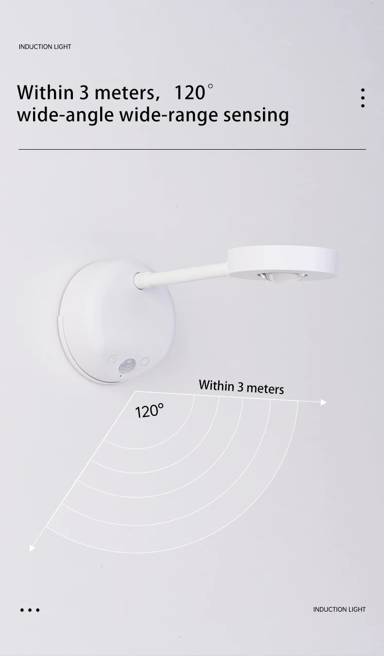 Wireless Motion Sensor LED Wall Light - Rechargeable Type-C Dimmable Indoor Lamp