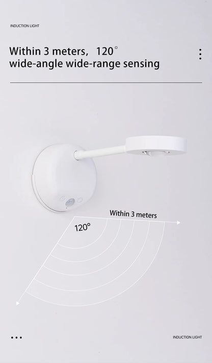 Wireless Motion Sensor LED Wall Light - Rechargeable Type-C Dimmable Indoor Lamp